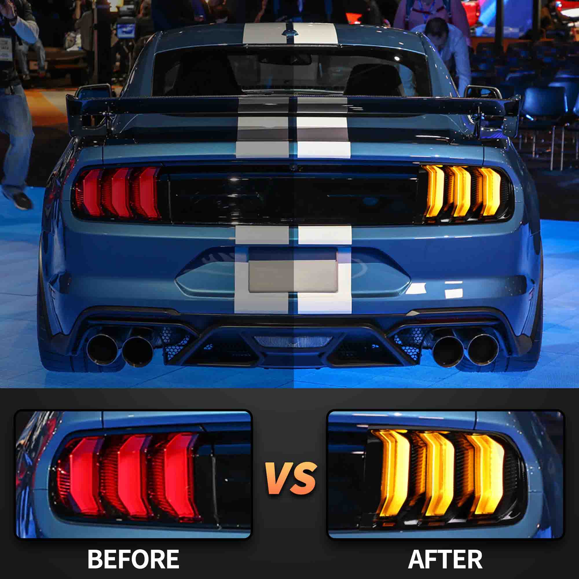 2015 to 2017 Ford Mustang: Vland RGB / LED DRL projector headlights