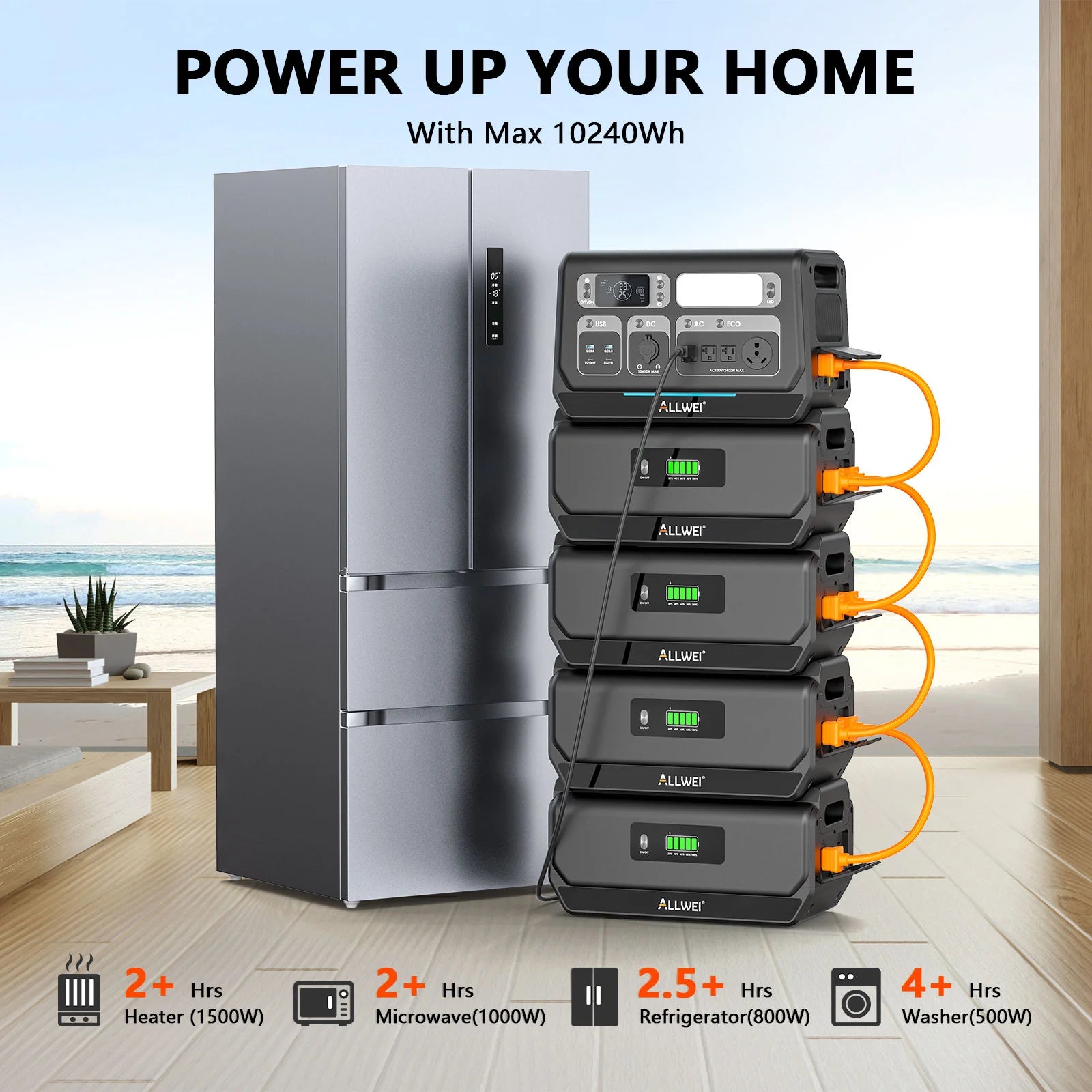 Allwei B200 Pro expansion battery powers up your home with up to 10240Wh capacity