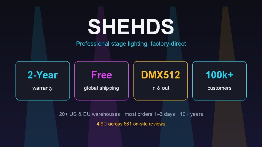 SHEHDS moving heads and budget stage lighting range